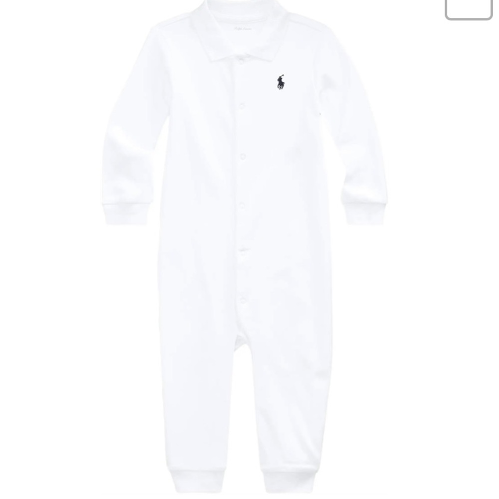 Ralph Lauren White Baby Interlock Solid Coverall sz 6months